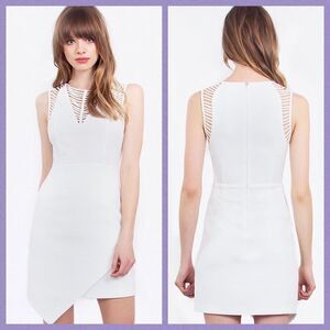 SUGAR lips caged body-Con mini WHITE dress